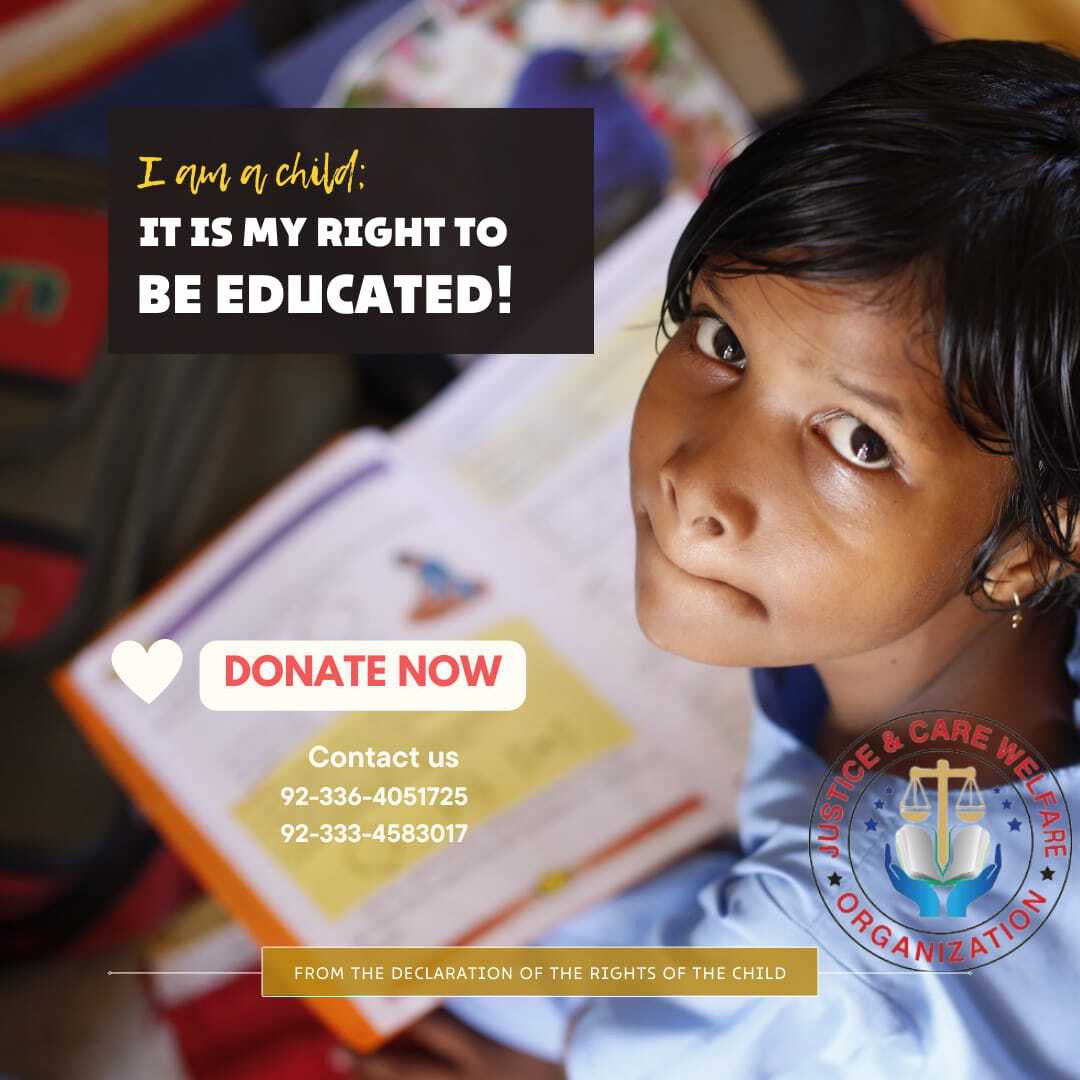 Campaign poster of a young girl with a schoolbook: I am a child, it is my right to be educated